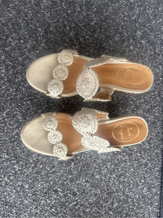 Jack Rogers Shoes - Jack Rogers Women’s Wedge Sandals in Cream with Embroidered Detail